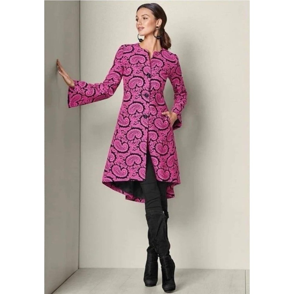 VENUS Pink Paisley Long Coat